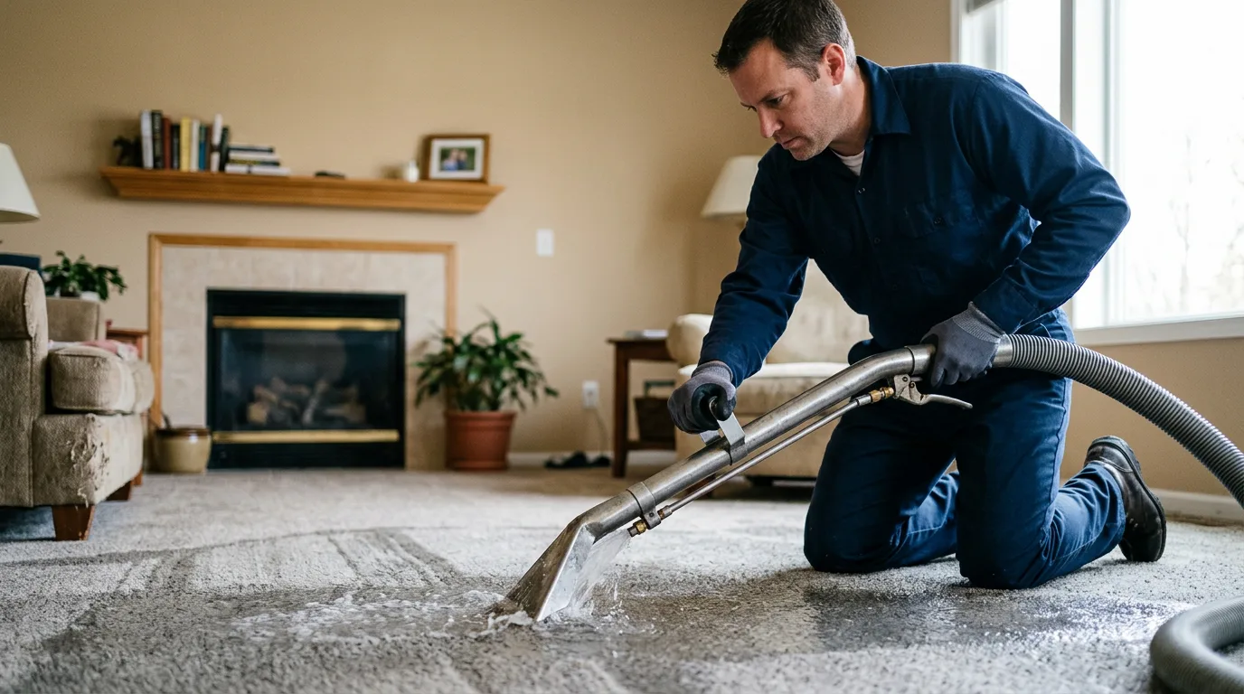 Water damage restoration technician working near Fords Branch, KY